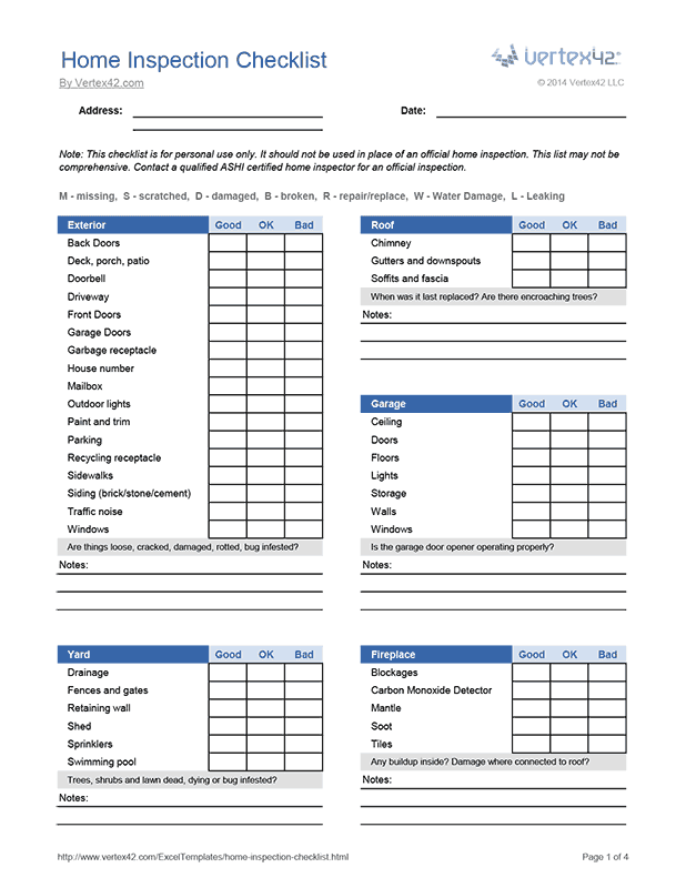 Free Printable Home Inspection Templates
